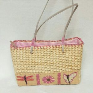 VINTAGE Corn Husk Flower Embroidered Shoulder Bag